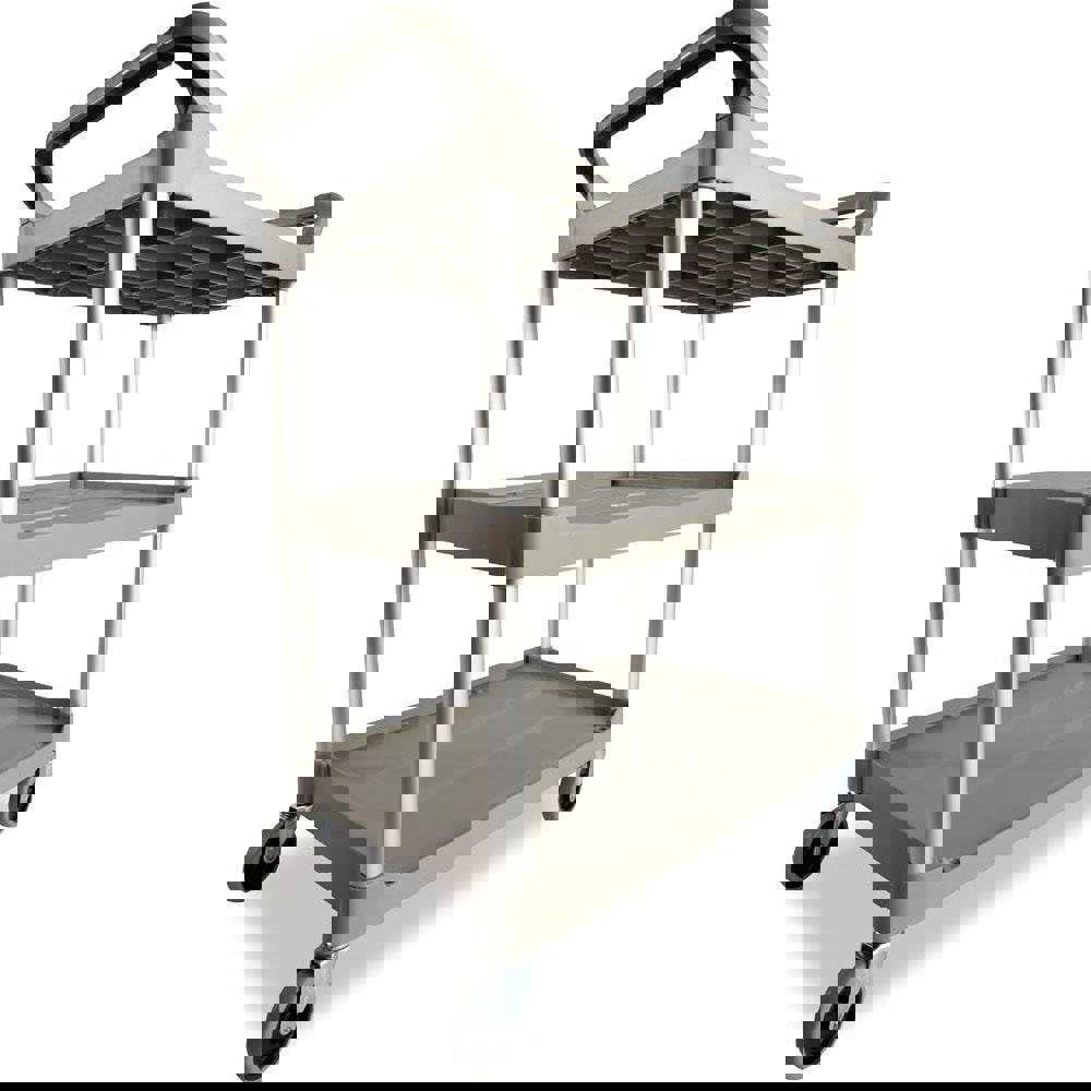 Three-Shelf Service Cart, Plastic, 3 Shelves, 200 lb Capacity, 18.63